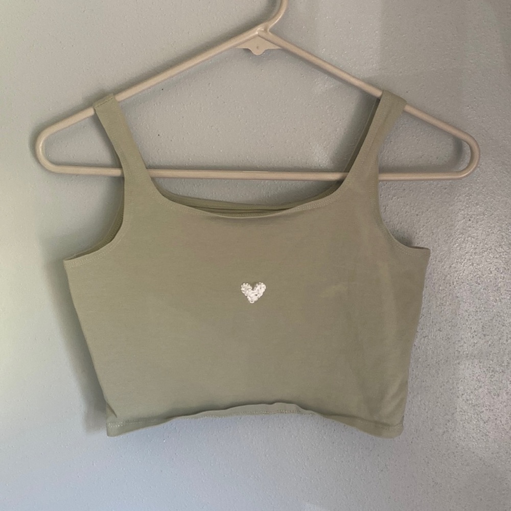 Light green heart crop top